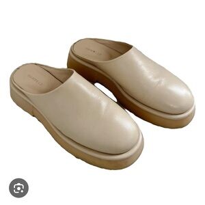 Wandler Cream Leather Slide Mules